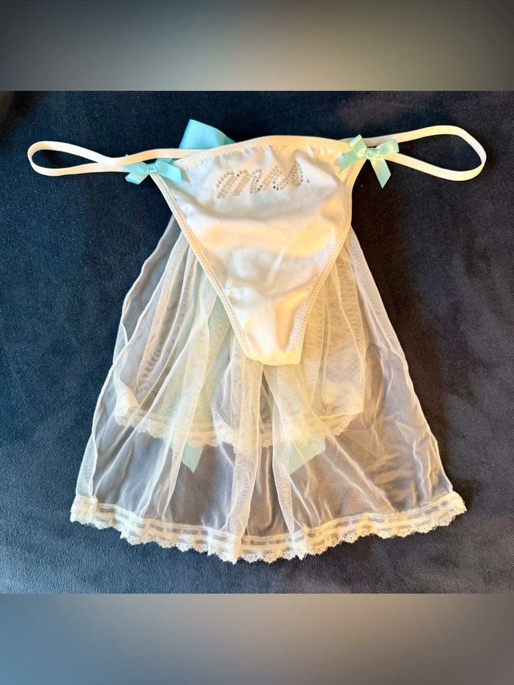 Victoria's Secret Sexy Little Things Bridal String Thong with Skirt/Bow Size M/L